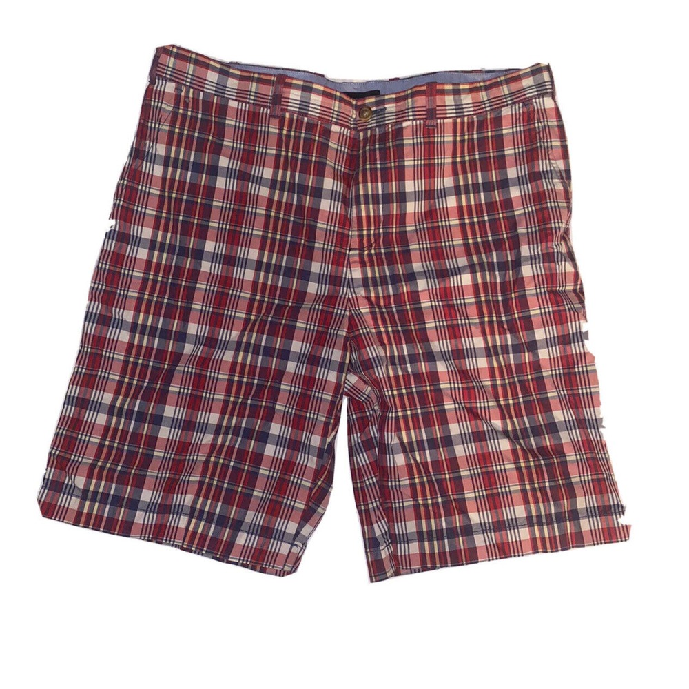 Tommy Hilfiger Shorts Mens size 38 Red‎ blue white chino Golf Casual Plaid